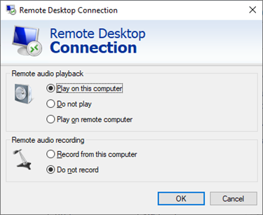 Remote Desktop - Remote Audio Settings