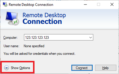 Remote Desktop - Show Options